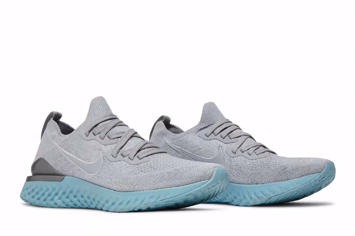 Nike Women's Epic React Flyknit 2 Wolf Grey Ocean Bliss, view 9