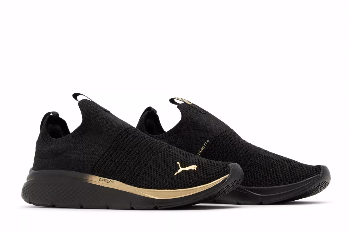 Puma Women's Softride Pro Echo Slip-On Metal - Black Gold, view 9