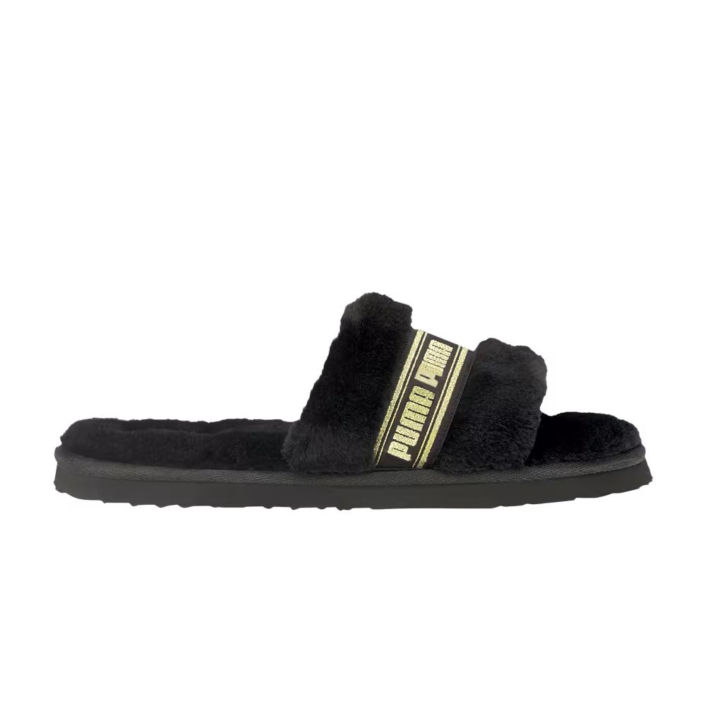 Puma Women's Fluff Slide Black Team Gold