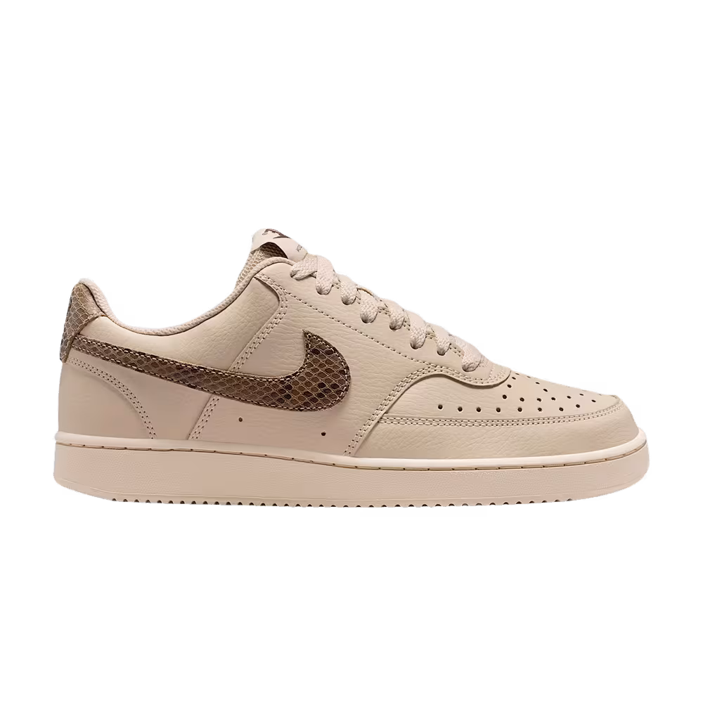 Nike Women's Court Vision Low Premium Sanddrift Black Light Chocolate British Khaki