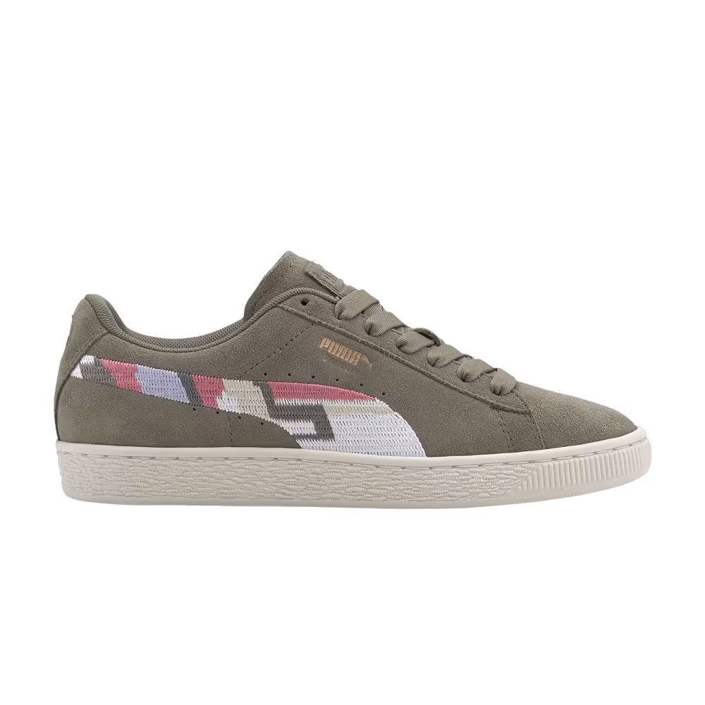 Puma Women's Suede World Hood Geometric Print - Deep Lichen Green
