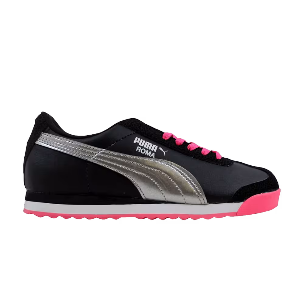 Puma Roma Flower Jr Black Silver Pink