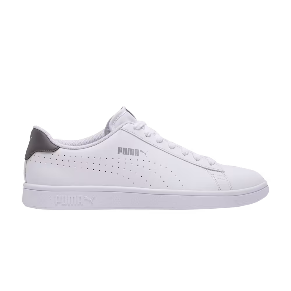 Puma Smash v2 Leather Perf - White Silver