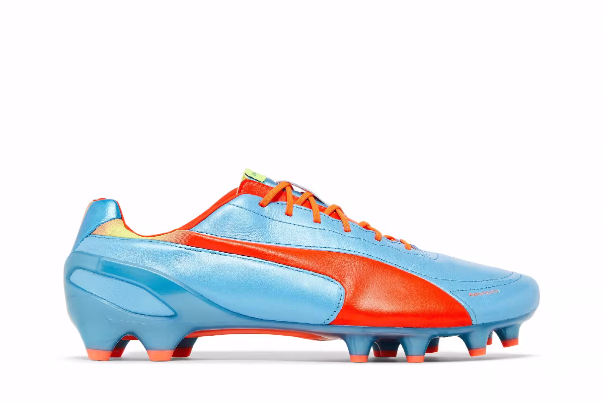 Puma evoSpeed 1.2 Leather FG Sharks Blue Fluorescent Peach, view 2