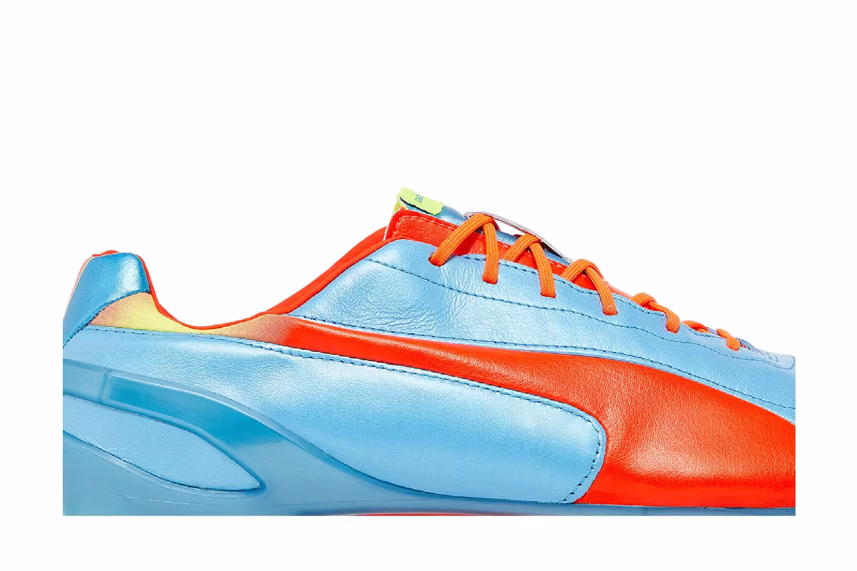 Puma evoSpeed 1.2 Leather FG Sharks Blue Fluorescent Peach, view 3