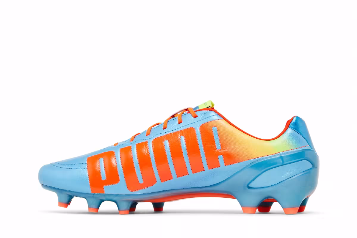 Puma evoSpeed 1.2 Leather FG Sharks Blue Fluorescent Peach, view 4