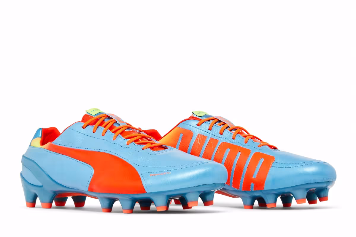 Puma evoSpeed 1.2 Leather FG Sharks Blue Fluorescent Peach, view 9