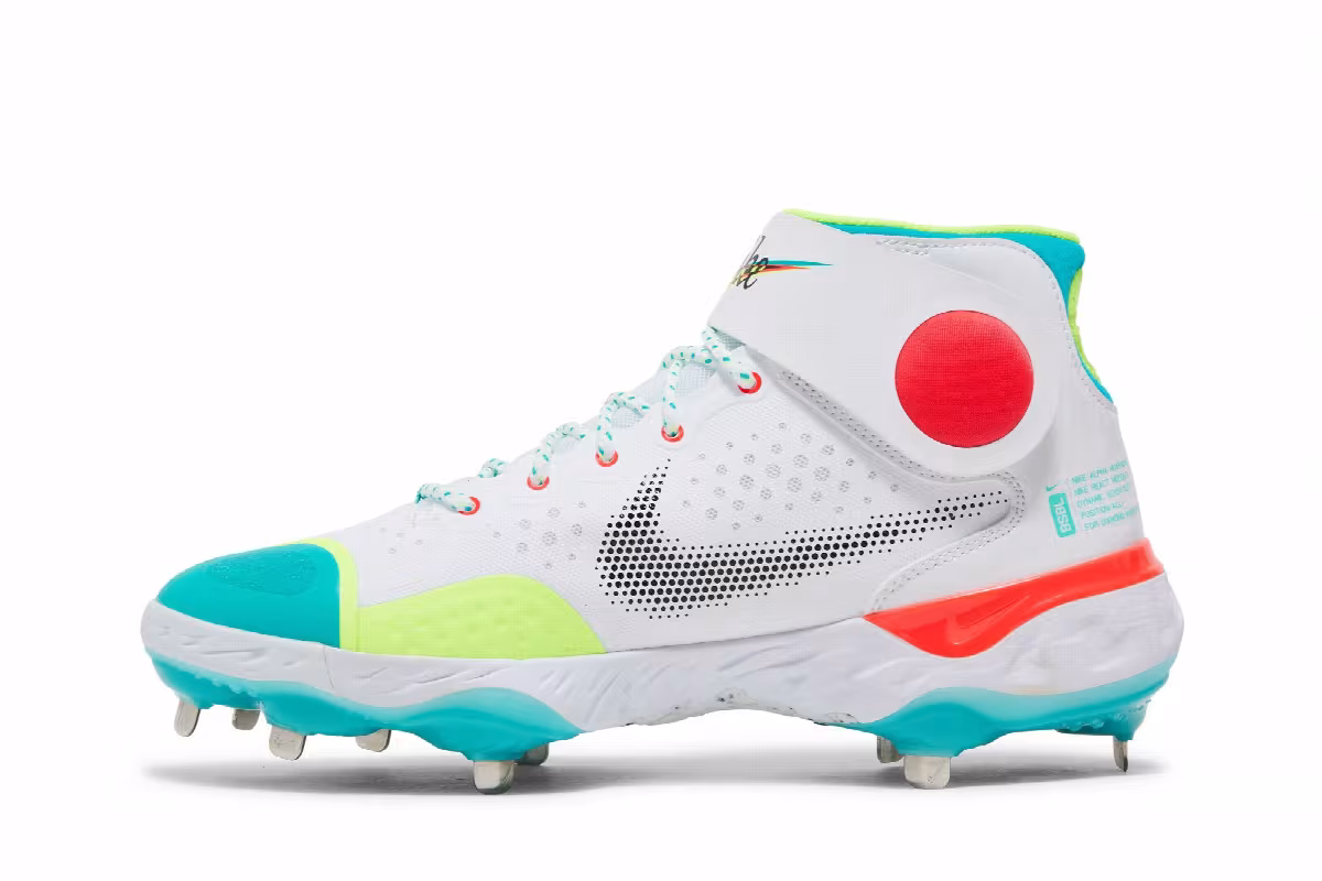 Nike Alpha Huarache Elite 3 Mid White Turbo Green, view 4
