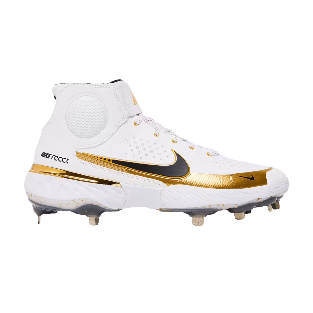 Nike Alpha Huarache Elite 3 Mid White Metallic Gold