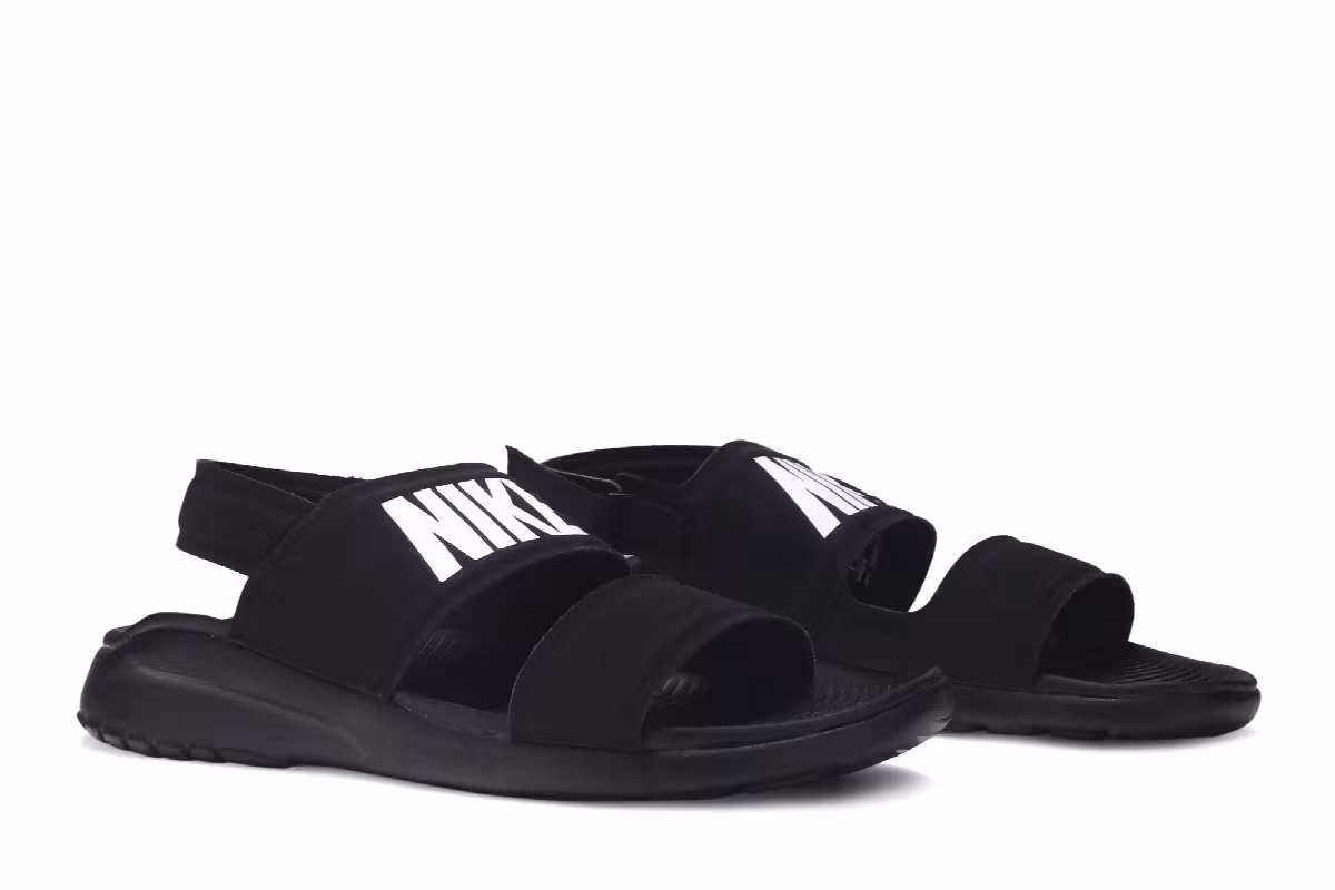 Nike Women's Tanjun Sandal Black White, view 9