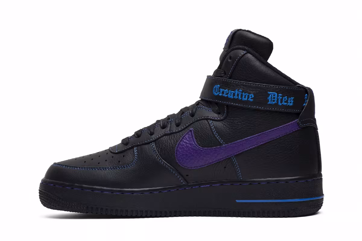 Vlone x Nike Air Force 1 High Purple Swoosh, view 4