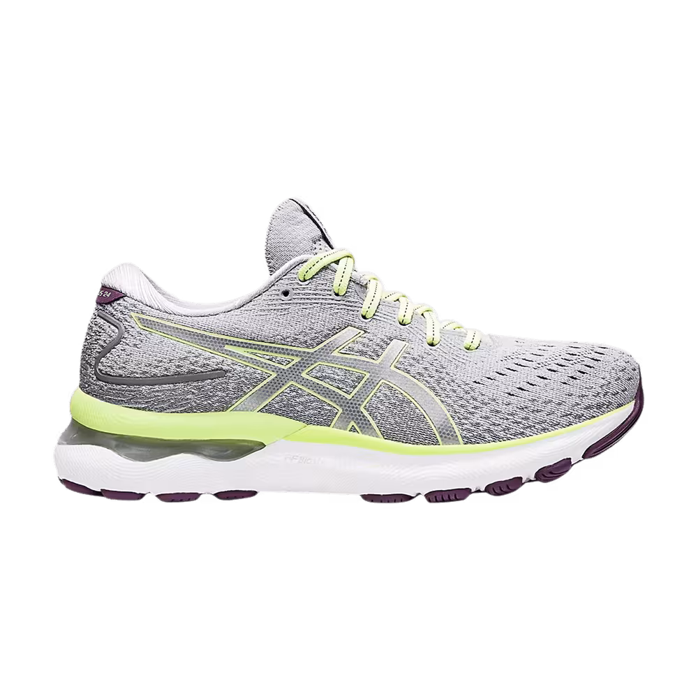 Asics Women's Gel Nimbus 24 Wide Piedmont Grey Lime Green