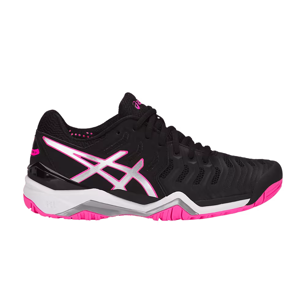 Asics Women's Gel Resolution 7 Black Silver Hot Pink