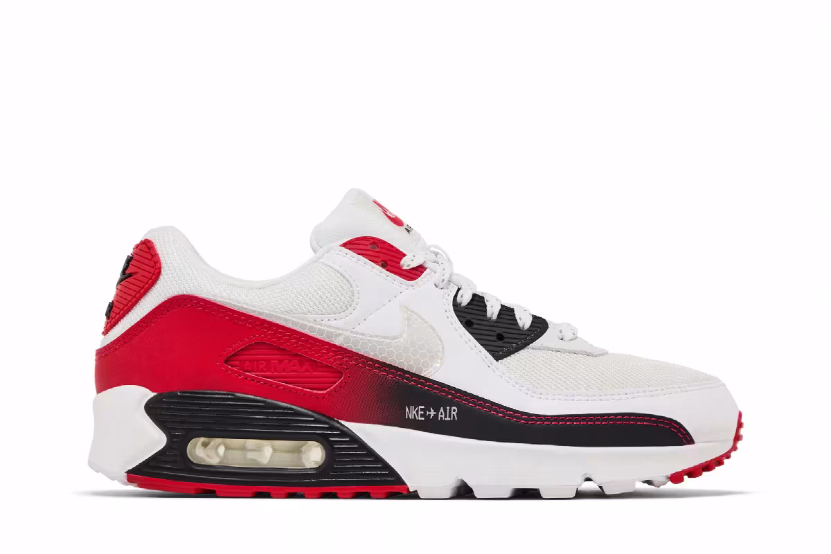 Nike Air Max 90 White University Red, view 2