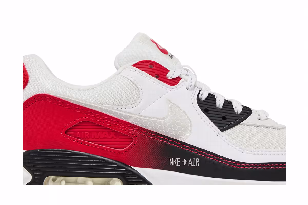Nike Air Max 90 White University Red, view 3