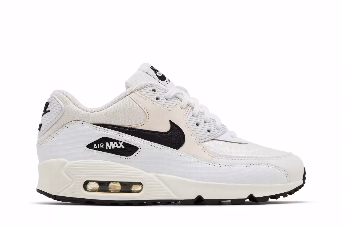 Nike Women's Air Max 90 White Black, view 2