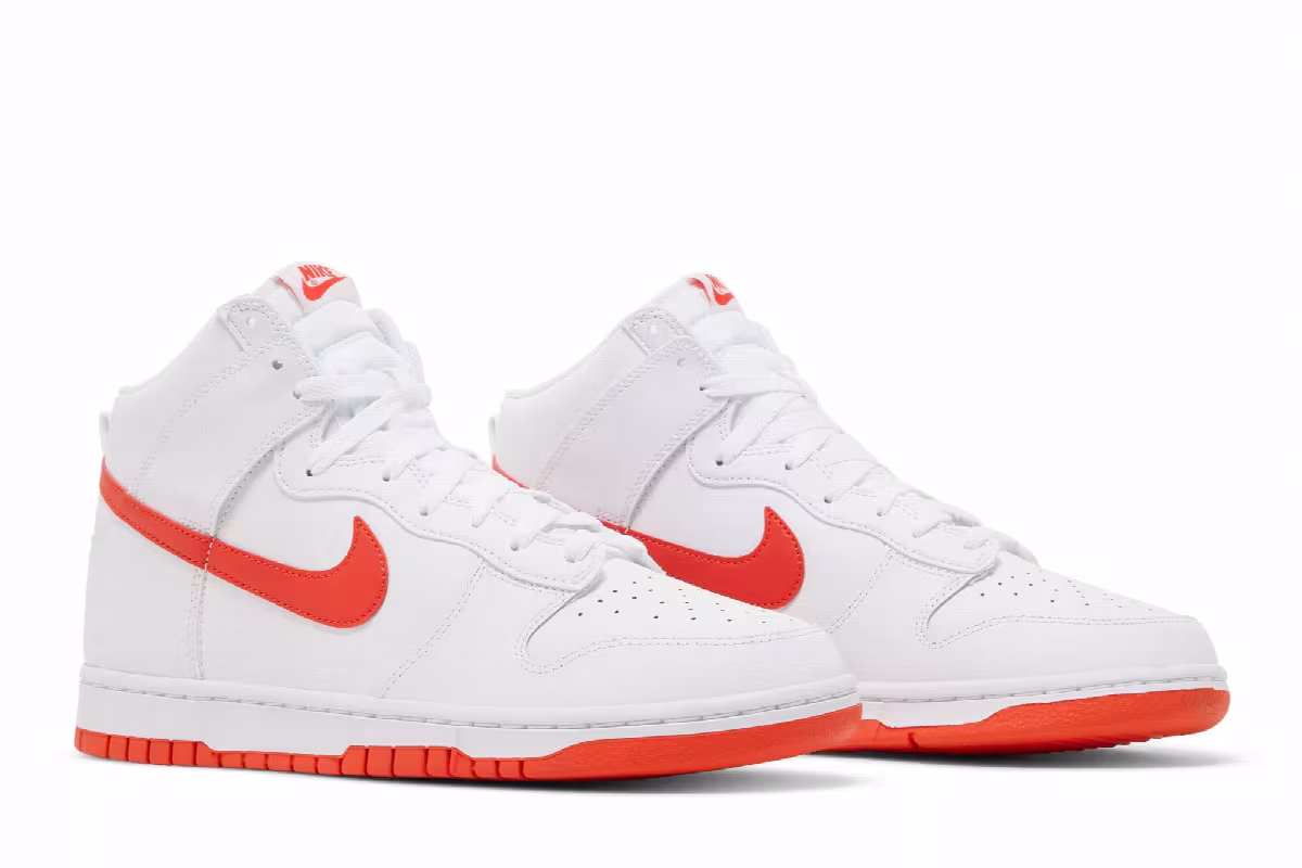Nike Dunk High White Picante Red, view 9