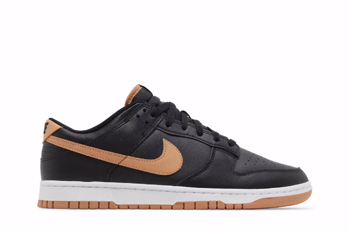 Nike Men's Dunk Low Black Amber Brown, view 2