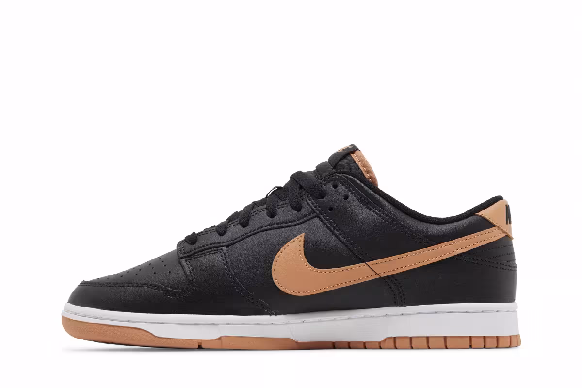 Nike Men's Dunk Low Black Amber Brown, view 4