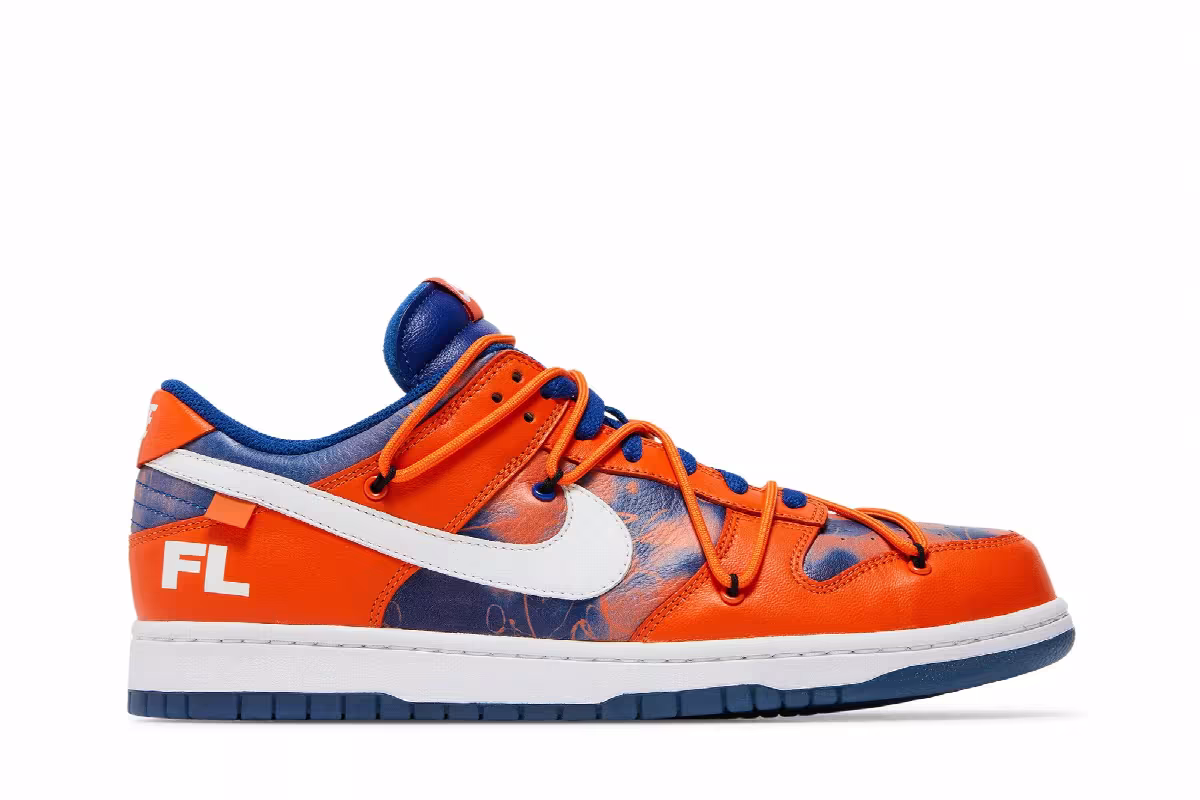 Off-White x Futura x Nike Dunk Low New York Mets, view 2