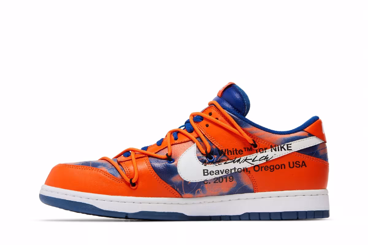 Off-White x Futura x Nike Dunk Low New York Mets, view 4