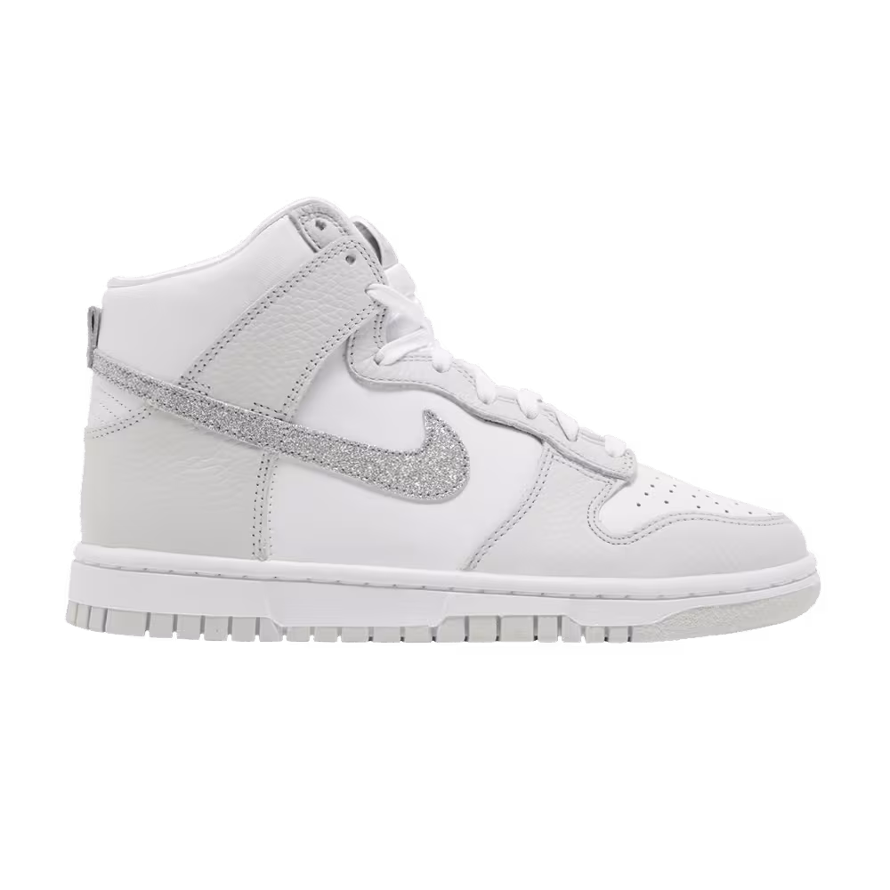 Nike Women's Dunk High Silver Glitter Swoosh