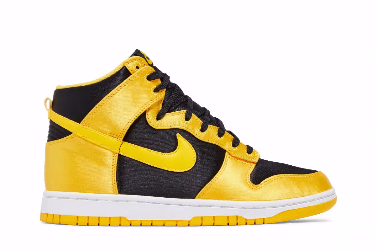 Nike Women's Dunk High Satin Goldenrod, view 2