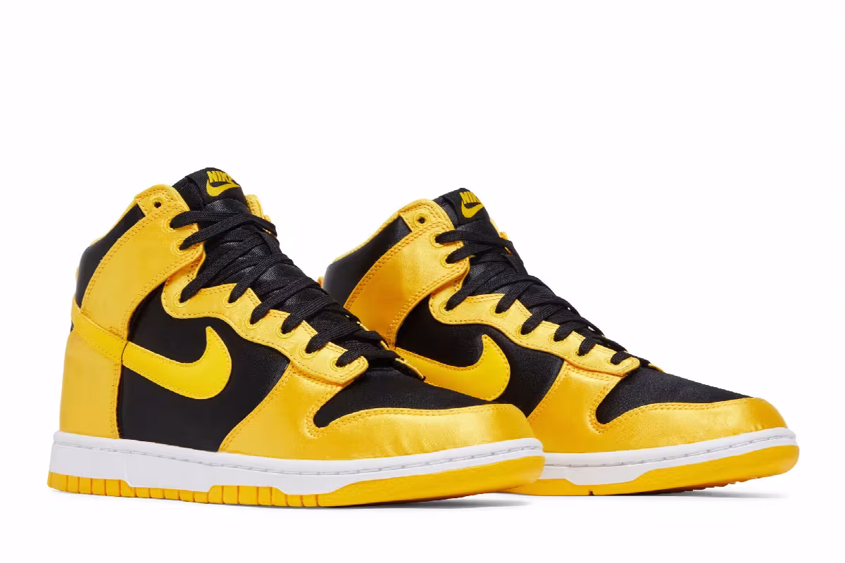 Nike Women's Dunk High Satin Goldenrod, view 9