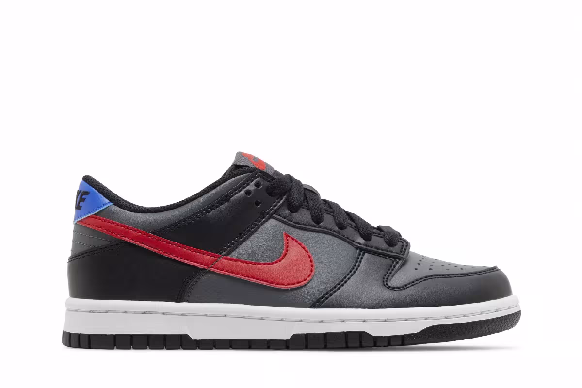 Nike Dunk Low GS Black Red Blue, view 2