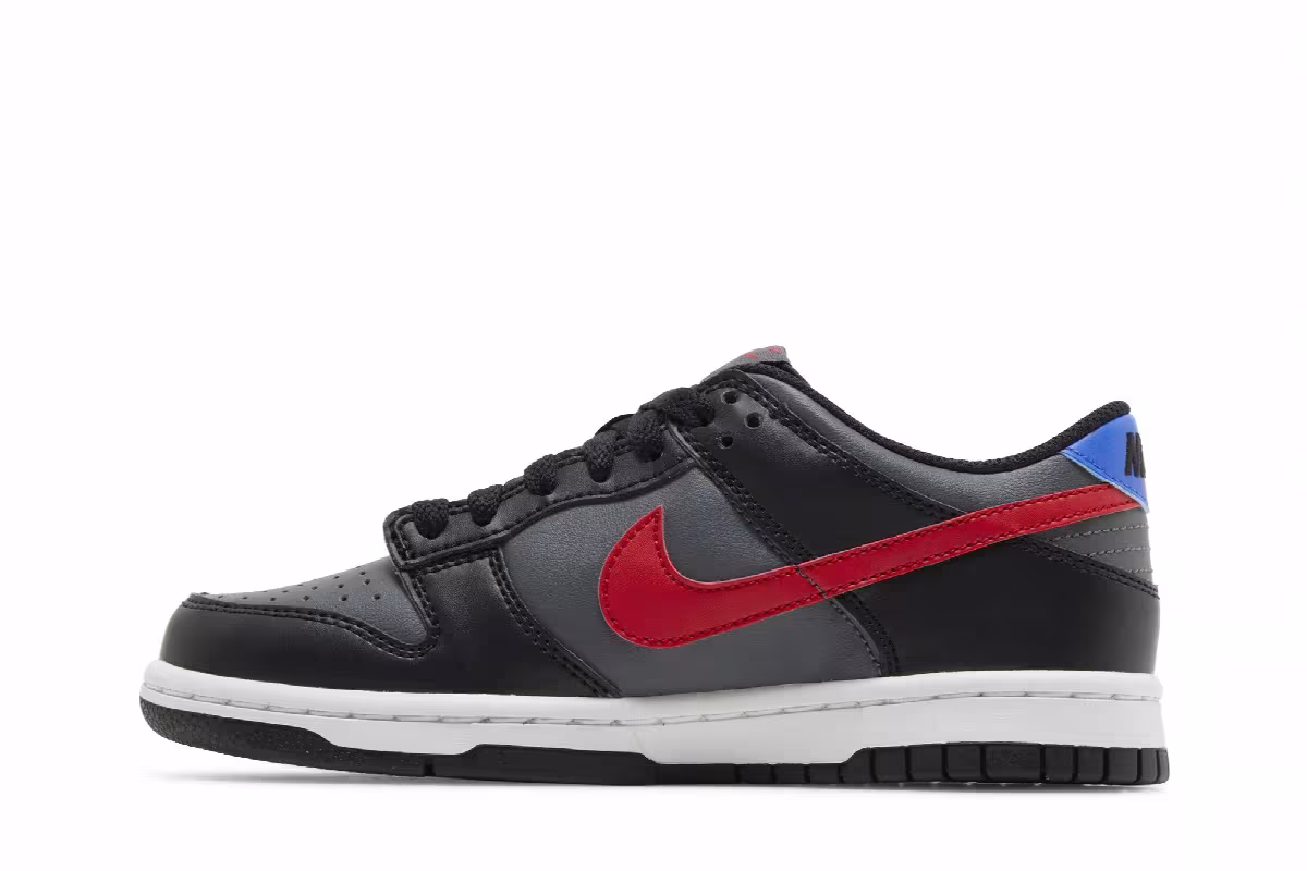 Nike Dunk Low GS Black Red Blue, view 4