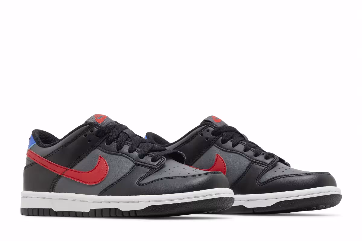Nike Dunk Low GS Black Red Blue, view 9
