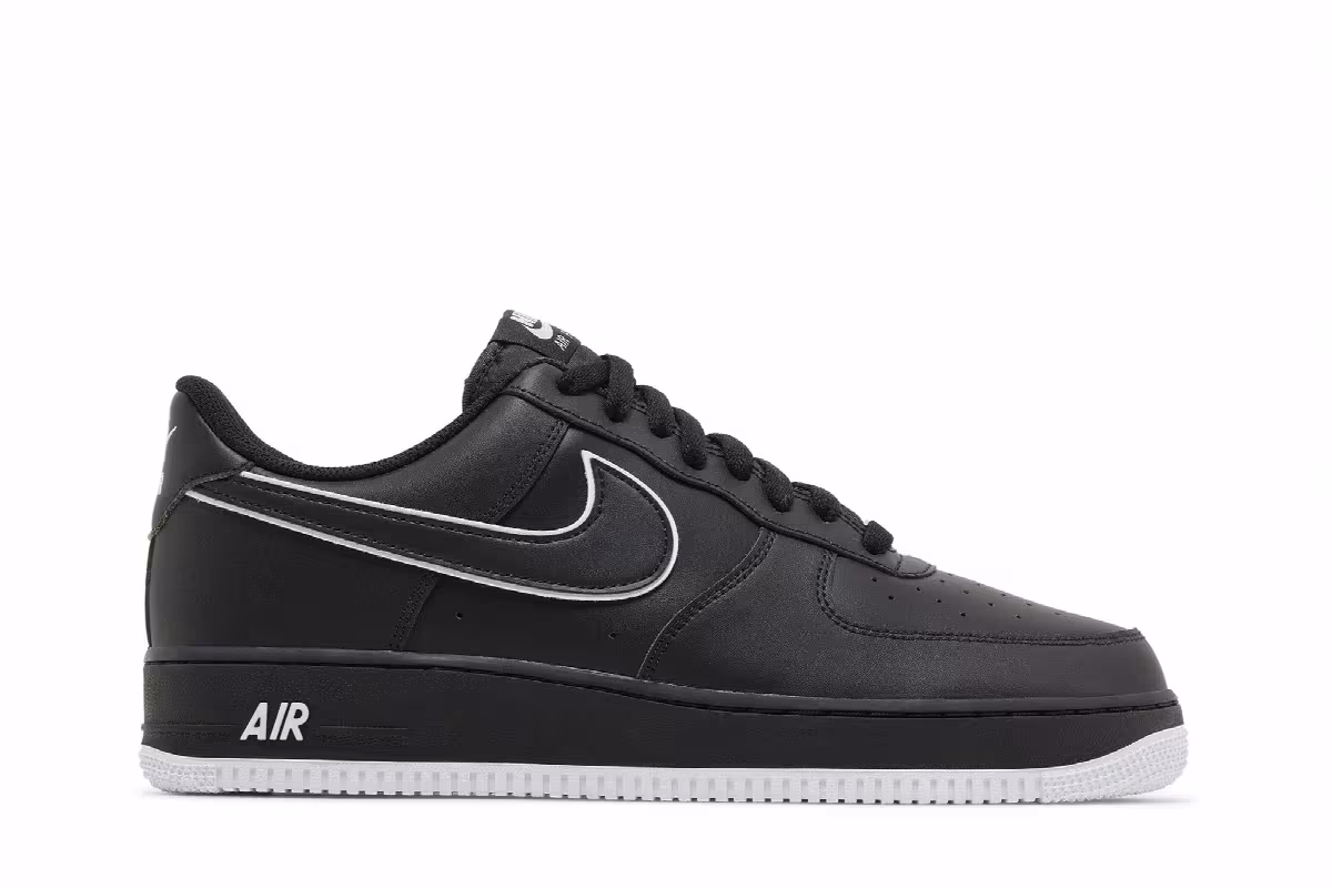 Nike Air Force 1 Black White Outlined Swoosh, view 2