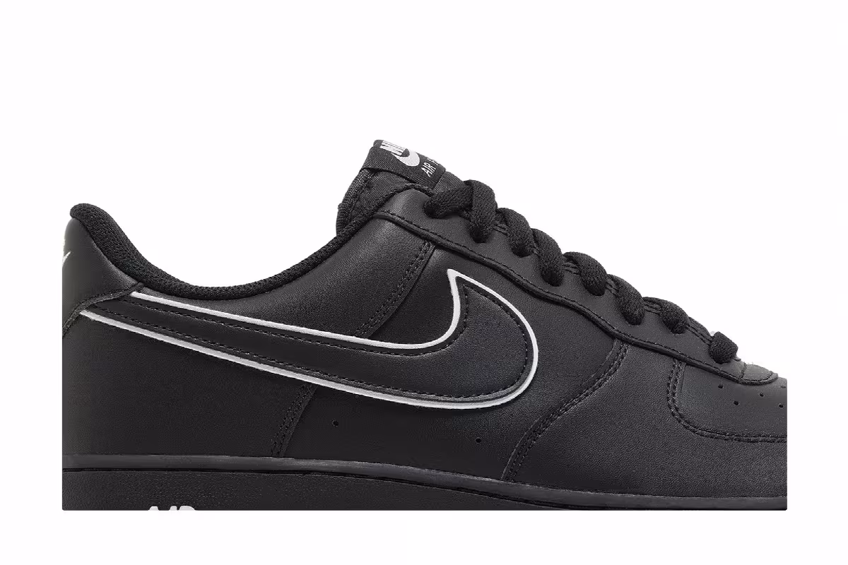 Nike Air Force 1 Black White Outlined Swoosh, view 3