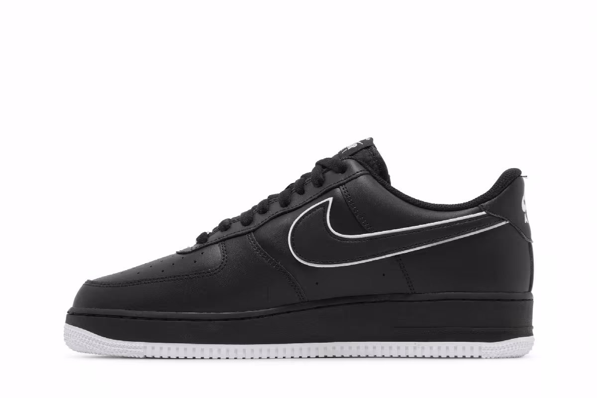Nike Air Force 1 Black White Outlined Swoosh, view 4
