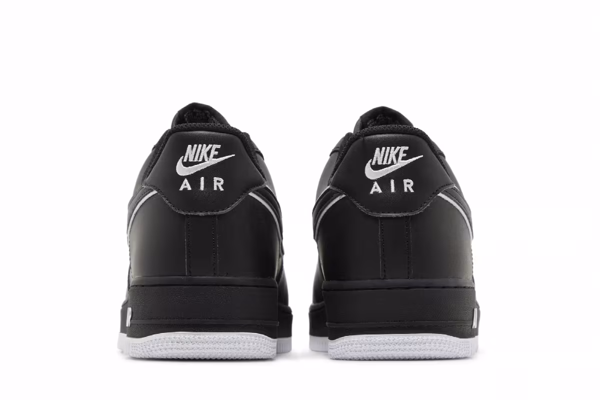 Nike Air Force 1 Black White Outlined Swoosh, view 7