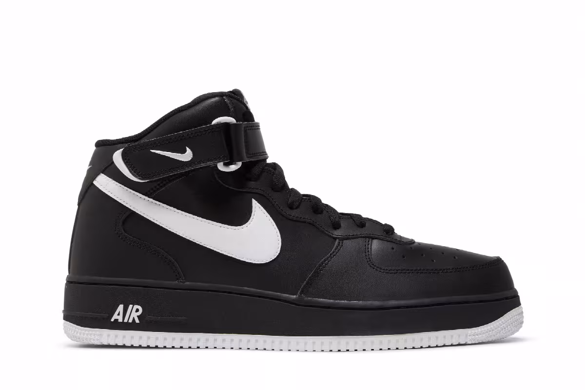 Nike Air Force 1 Mid Black White, view 2