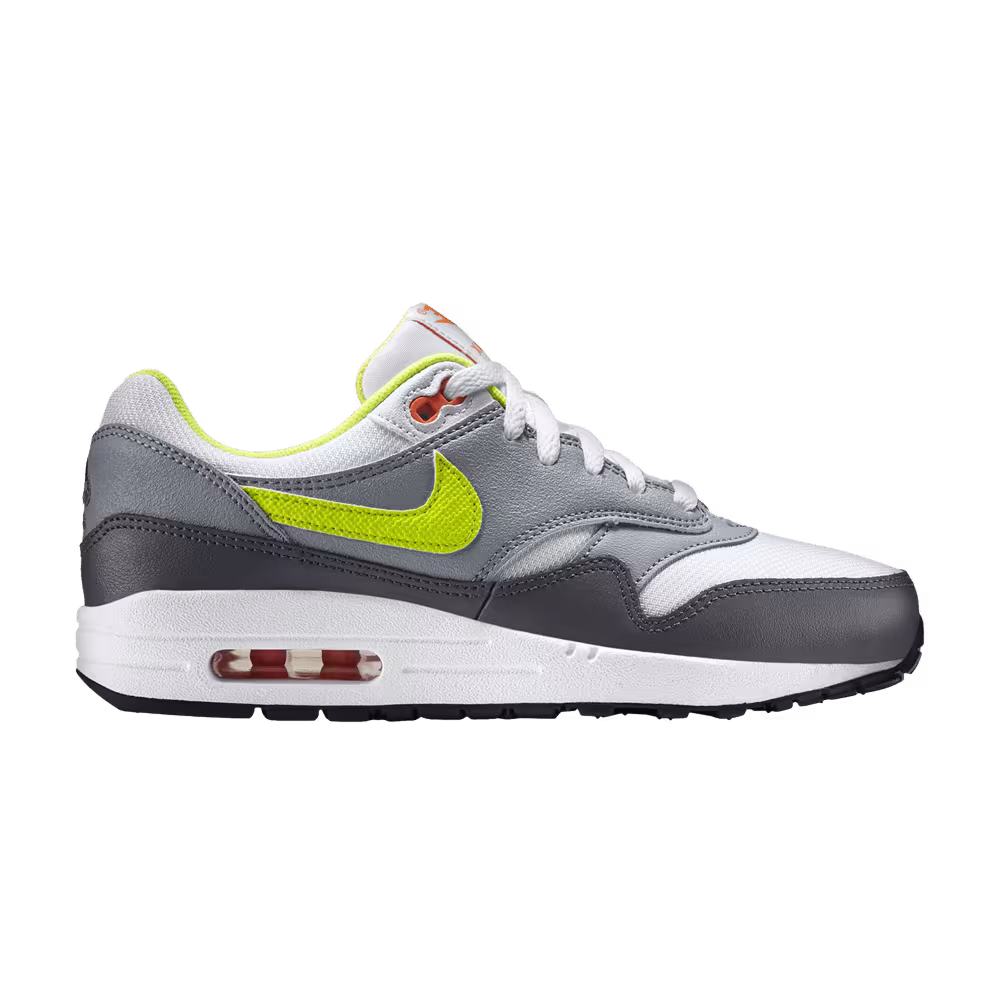Nike Air Max 1 GS White Dark Grey Volt
