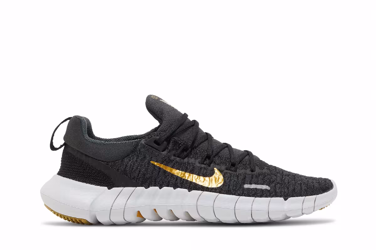Nike Women's Free Run 5.0 Next Nature Dark Smoke Grey Metallic Gold Coin, view 2