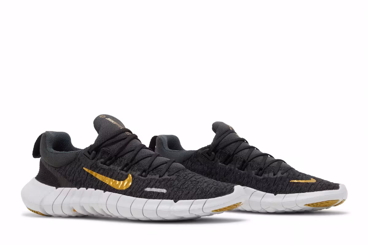 Nike Women's Free Run 5.0 Next Nature Dark Smoke Grey Metallic Gold Coin, view 9