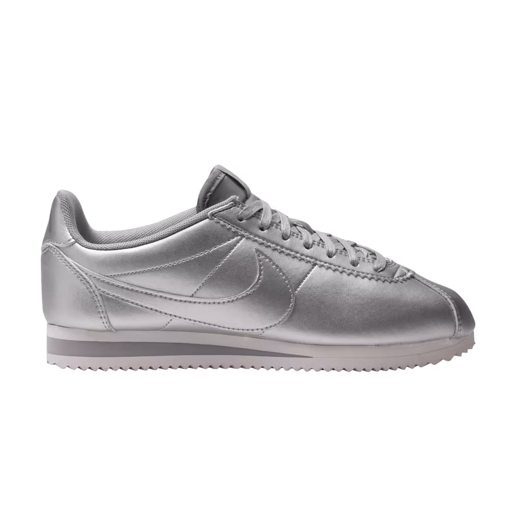 Nike Women's Classic Cortez Leather Metallic Silver