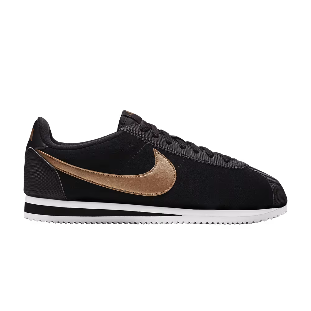 Nike Classic Cortez Leather Black Metallic Golden Tan