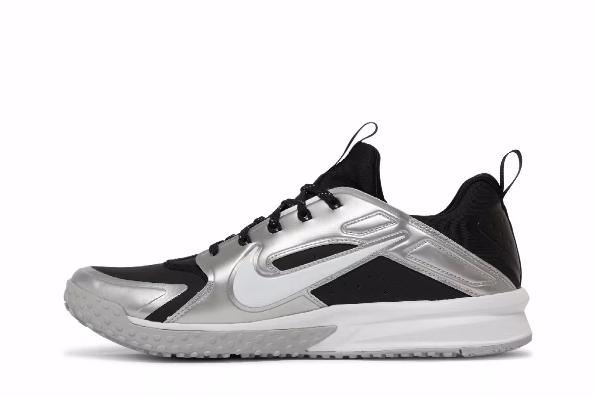 Nike Alpha Huarache Turf Black Silver, view 4