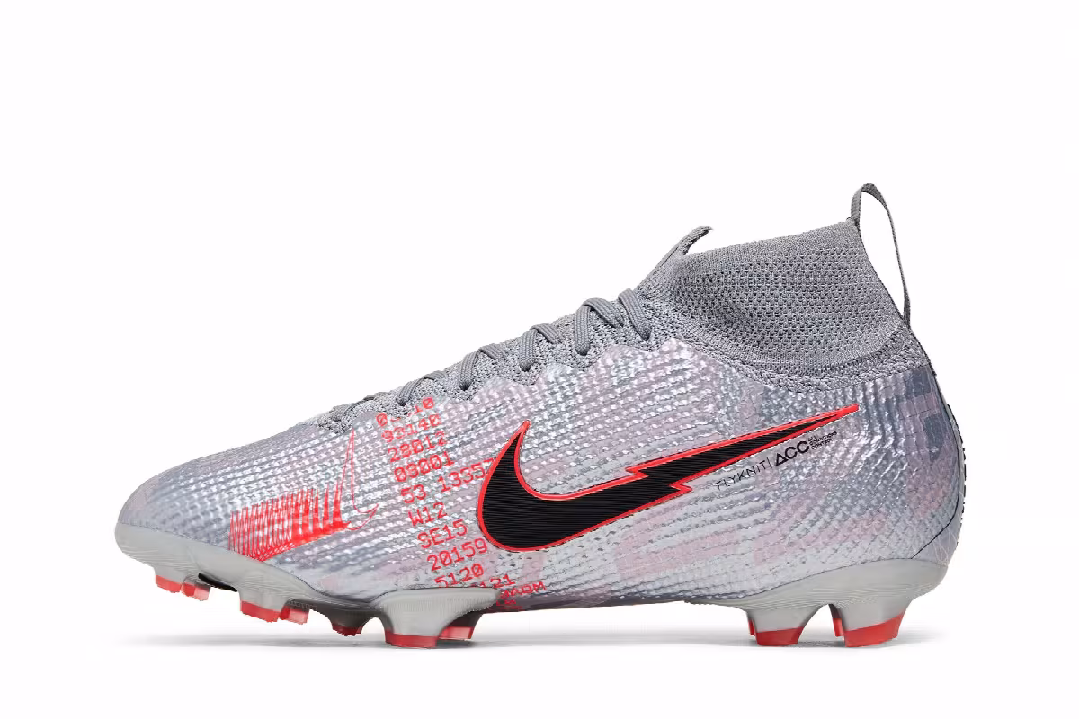 Nike Mercurial Superfly 7 Elite FG GS Metallic Grey Crimson, view 4