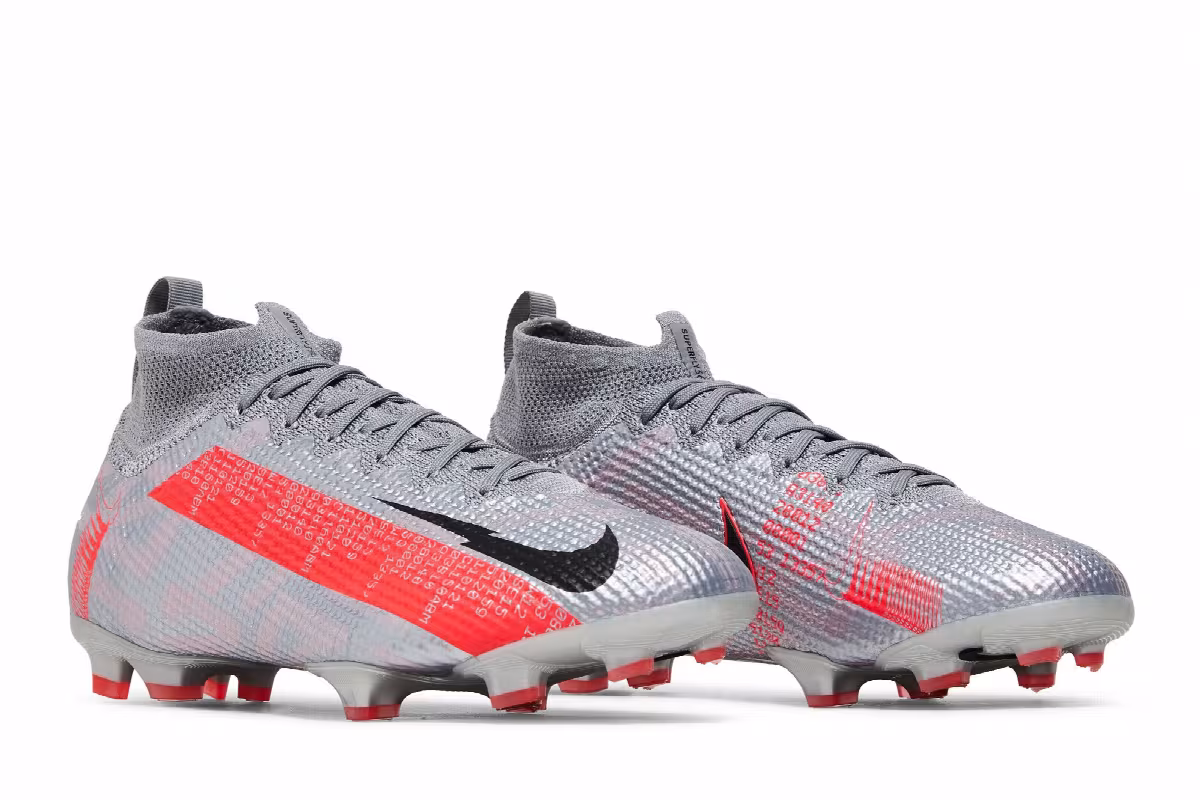Nike Mercurial Superfly 7 Elite FG GS Metallic Grey Crimson, view 9