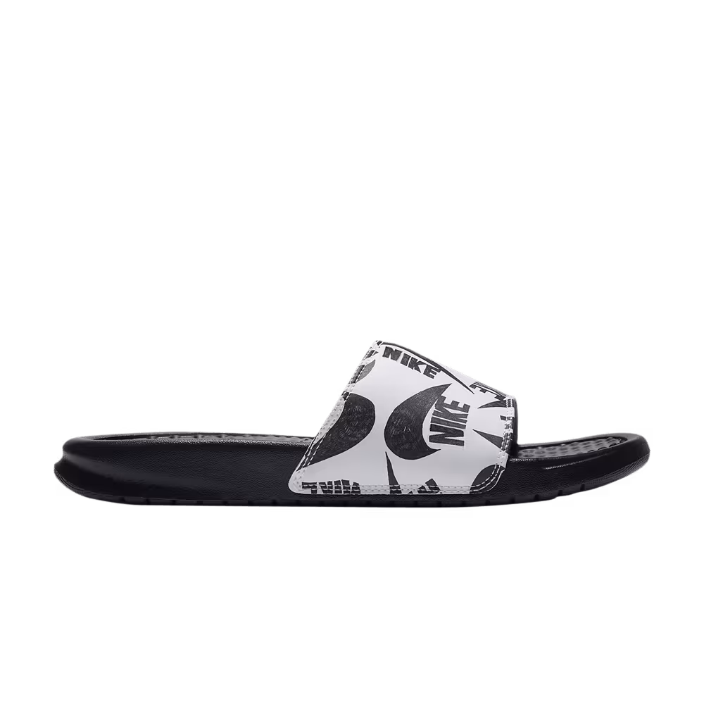 Nike Women's Benassi JDI Floral Slide Swoosh Logo Print - Black