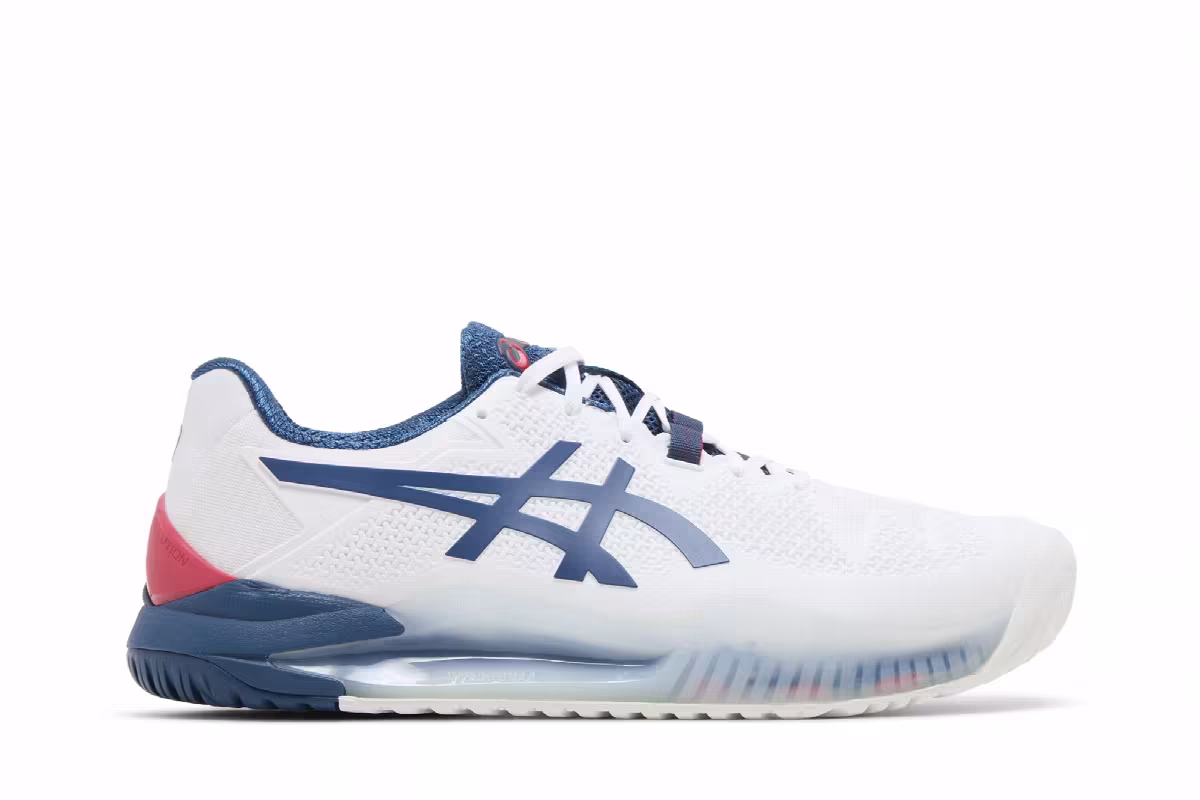 Asics Gel Resolution 8 2E Wide White Mako Blue, view 2