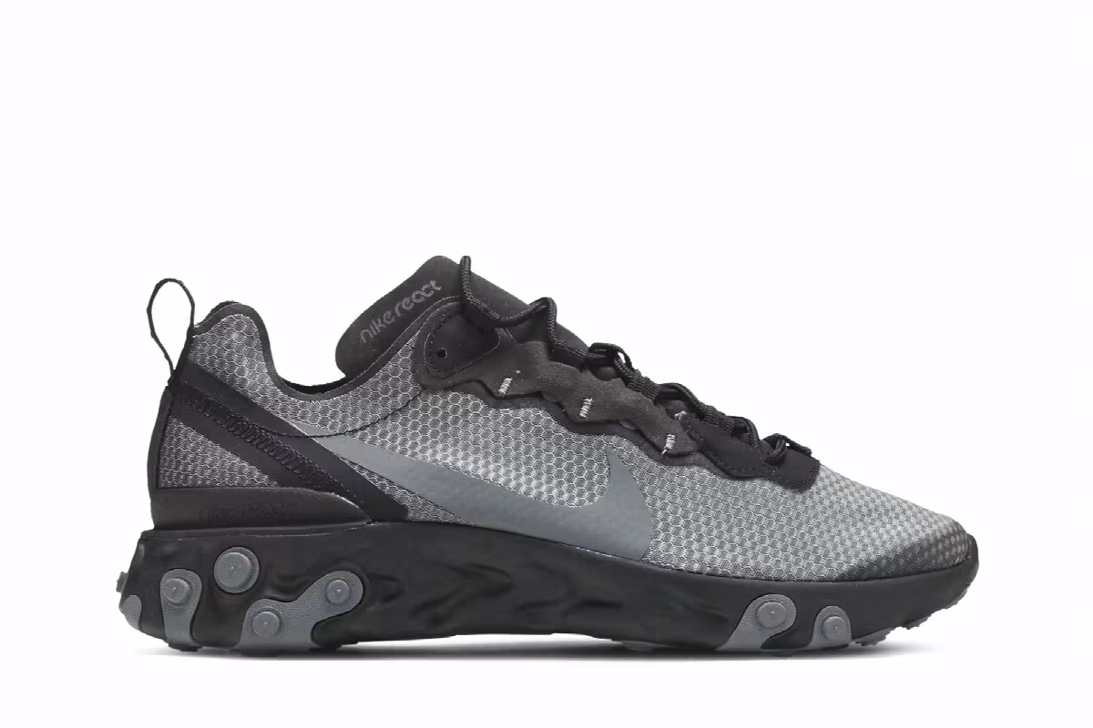 Nike React Element 55 Triple Black, view 2