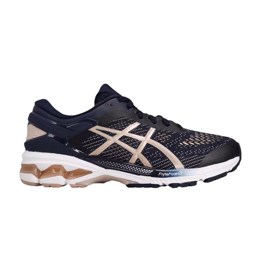 Asics Women's Gel Kayano 26 Wide Midnight Frosted Almond