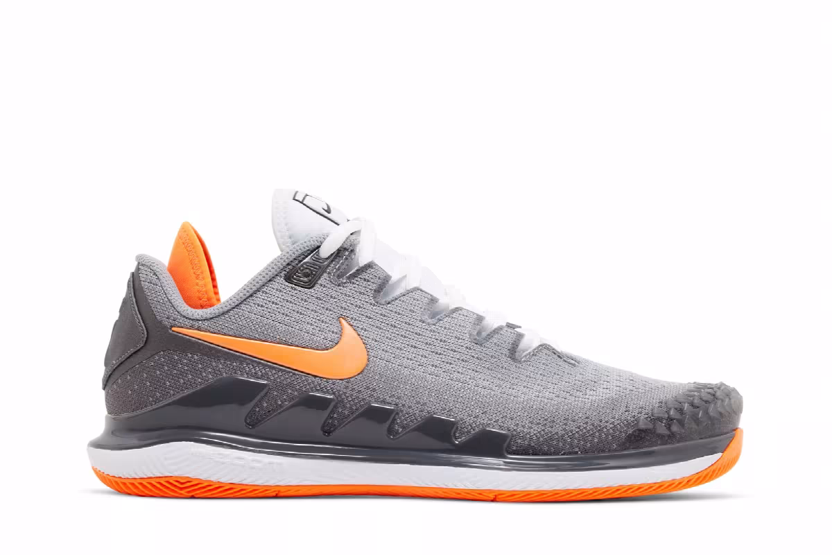 Nike Court Air Zoom Vapor X Knit HC Metallic Dark Grey Total Orange, view 2