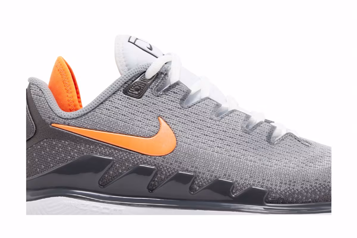 Nike Court Air Zoom Vapor X Knit HC Metallic Dark Grey Total Orange, view 3